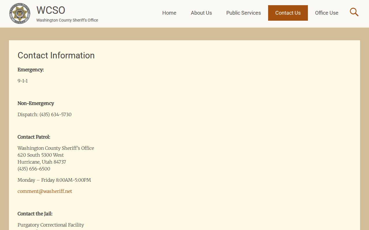 Washington County outstanding warrant records: sheriff patrol contact block