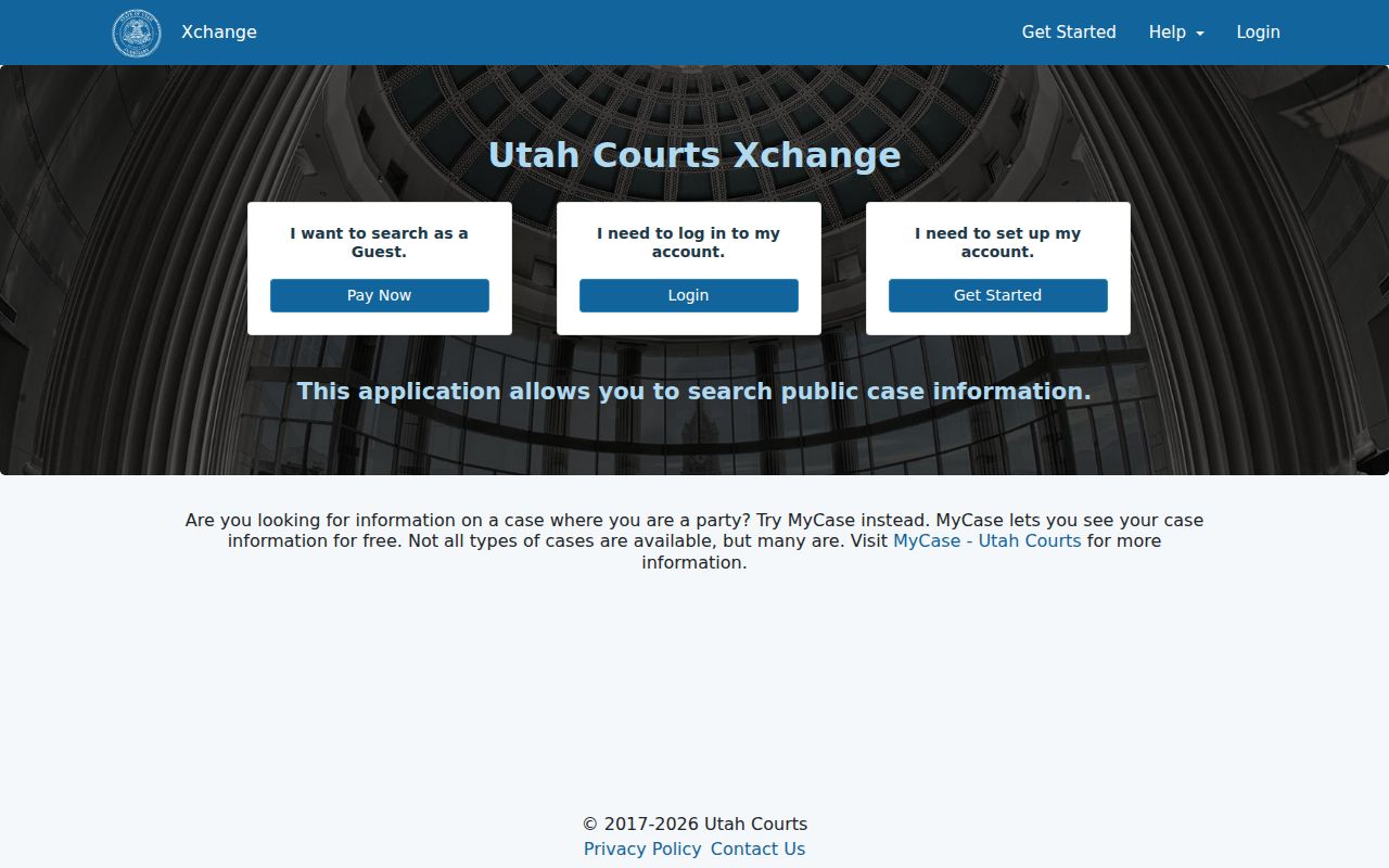 Washington County warrant search: Utah Courts Xchange guest and login options