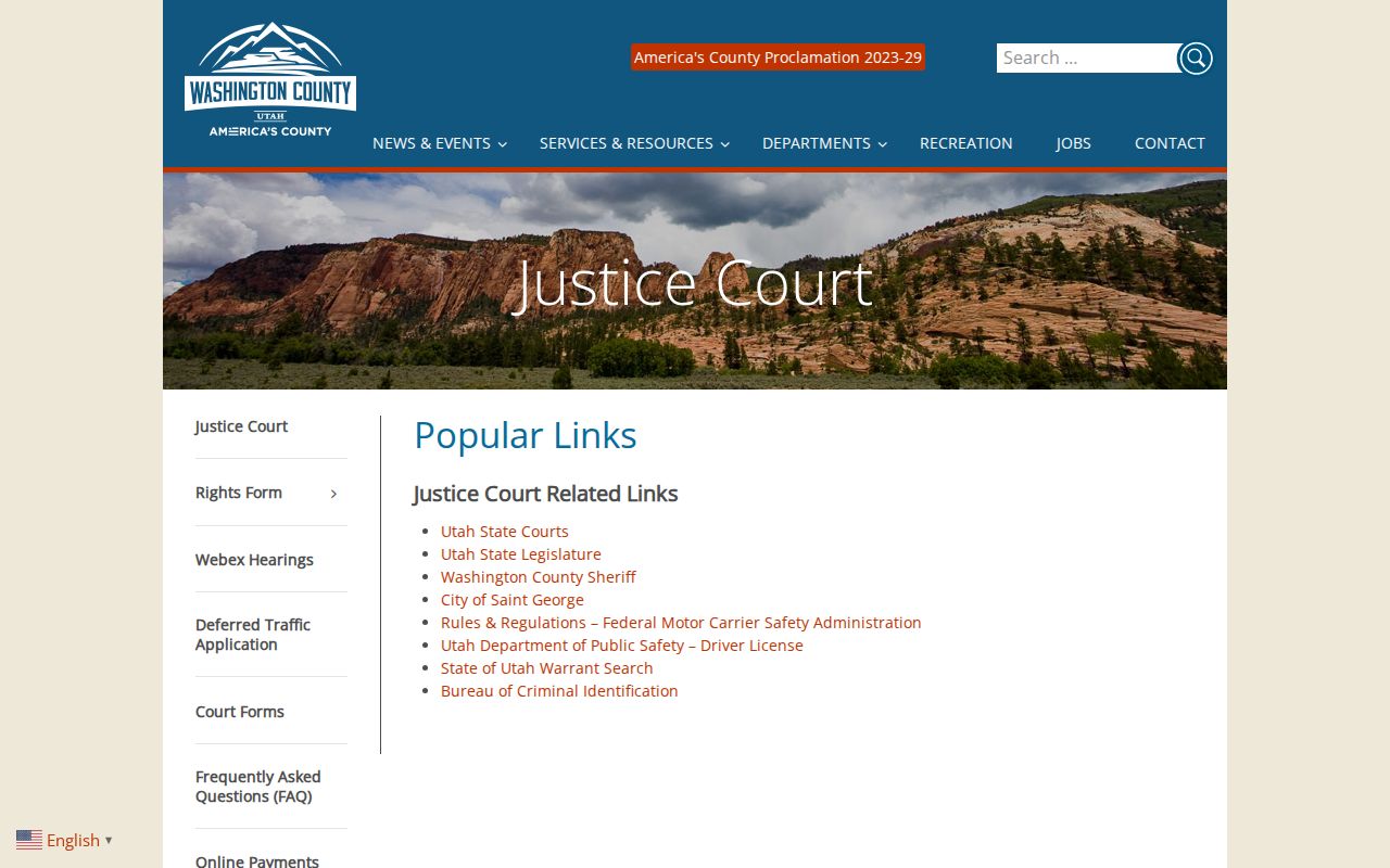 Washington County municipal warrant records: official Justice Court links to public agency resources